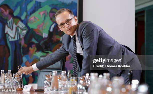 German Foreign Minister and Vice Chancellor Heiko Maas attends the Weekly Government Cabinet Meeting on June 13, 2018 in Berlin, Germany.