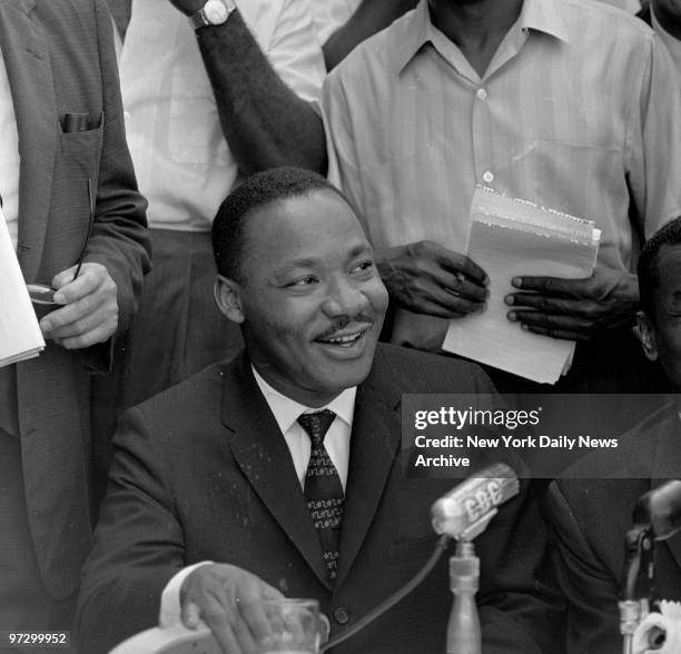 Martin Luther King holds new conference in Birmingham, Alabama.