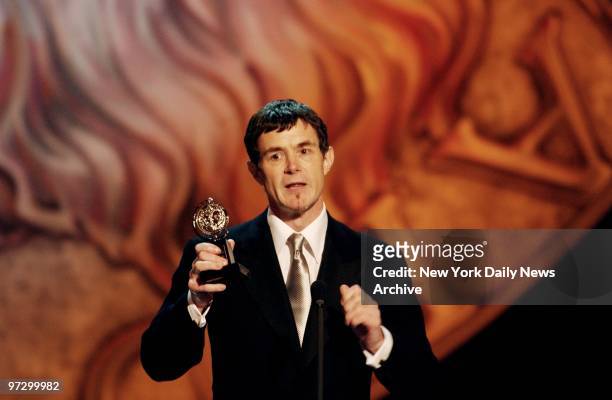 Martin Pakledinaz accepts the award for Best Costume Design for "Thoroughly Modern Millie" during the 56th annual Tony Awards at Radio City Music...