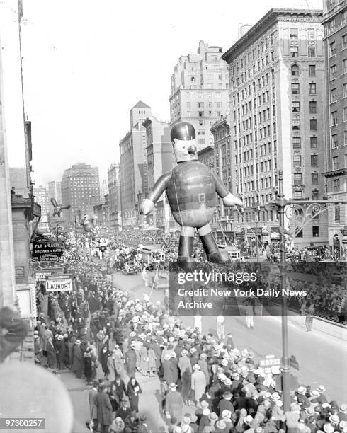 This soldier is marching straight at the Macy's Thanksgiving Day Parade