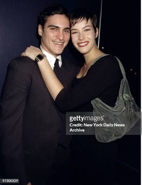 Joaquin Phoenix and Liv Tyler make a cozy couple at the premiere of "Clay Pigeons" at the Loew's Cineplex Chelsea West. Phoenix stars in the movie. ,
