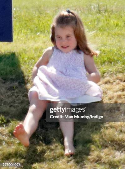 Princess Charlotte of Cambridge attends the Maserati Royal Charity Polo Trophy at the Beaufort Polo Club on June 10, 2018 in Gloucester, England.