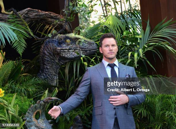 Actress Chris Pratt arrives for the Premiere Of Universal Pictures And Amblin Entertainment's "Jurassic World: Fallen Kingdom" held at Walt Disney...
