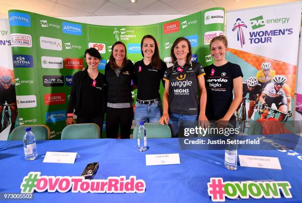 Katarzyna Niewiadoma of Poland and Team Canyon SRAM Racing / Chantal Blaak of The Netherlands and Boels - Dolmans Cycling Team / Danielle Rowe of The...