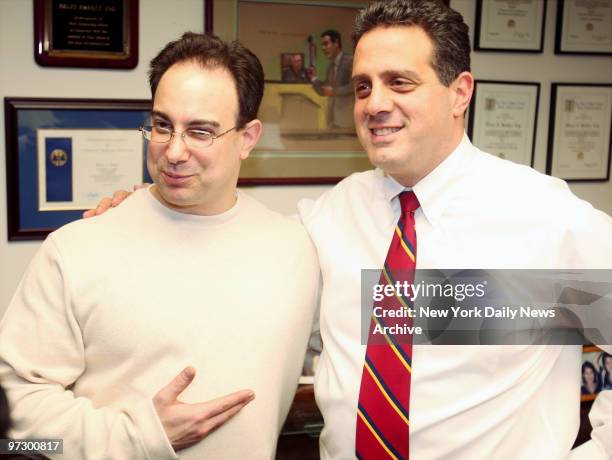 Martin Tankleff joins attorney Bruce Barket at his office on Old Country Rd., after finding out that the Suffolk County district attorney's office...