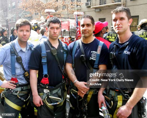 From left; Lt. Ken Voisin , Firefighter Michael Cruise , Firefighter Arnie Galvez , and Firefighter Daniel Beyrer were involved in rescuing two...