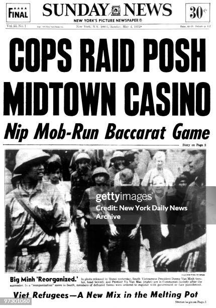 Front page New York Daily News May 4 COPS RAID POSH, MIDTOWN CASINO, Nip Mob-Run Baccarat Game