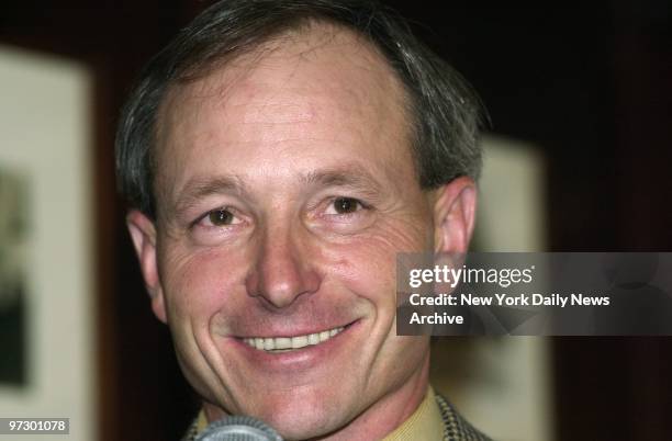 Jockey Steve Cauthen is present at Gallagher's Steak House for a luncheon marking the 25th anniversary of the Triple Crown duel between Affirmed and...