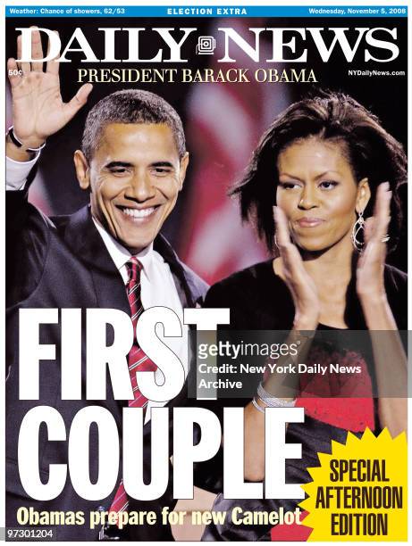 Daily News Front page Special Election November 5 Headline: FIRST COUPLE, Barack Obama, Michelle Obama from Election Night
