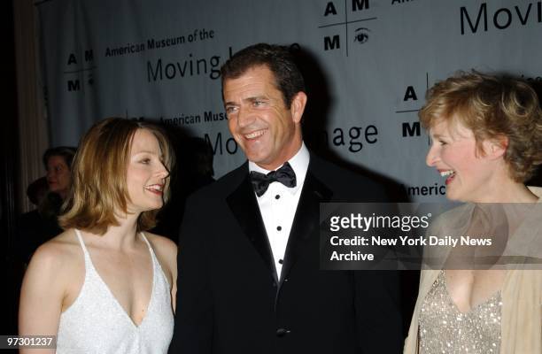 Jodie Foster and Glenn Close join Mel Gibson at the American Museum of the Moving Image's salute to Gibson at the Walforf-Astoria.