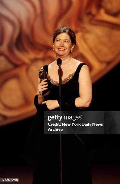 Mary Zimmerman accepts her award for Best Direction of a Play for "Metamorphoses" during the 56th annual Tony Awards at Radio City Music Hall.