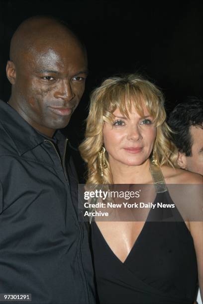 Singer Seal gets together with actress Kim Cattrall during an anniversary party for Gotham and Los Angeles Confidential magazines at Gotham Hall on...