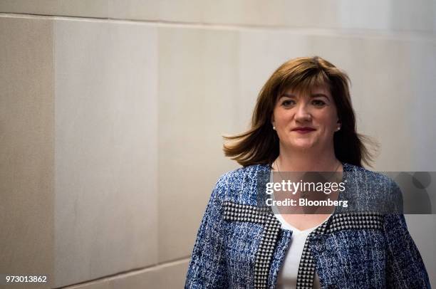 Nicky Morgan, U.K. Treasury committee chair and Conservative Party lawmaker, arrives for a Bloomberg Television interview in London, U.K., on...