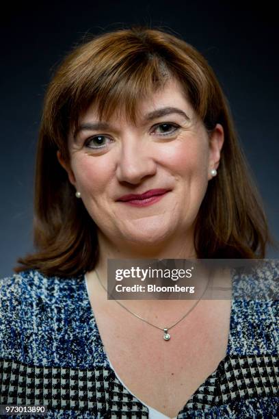 Nicky Morgan, U.K. Treasury committee chair and Conservative Party lawmaker, poses for a photograph following a Bloomberg Television interview in...