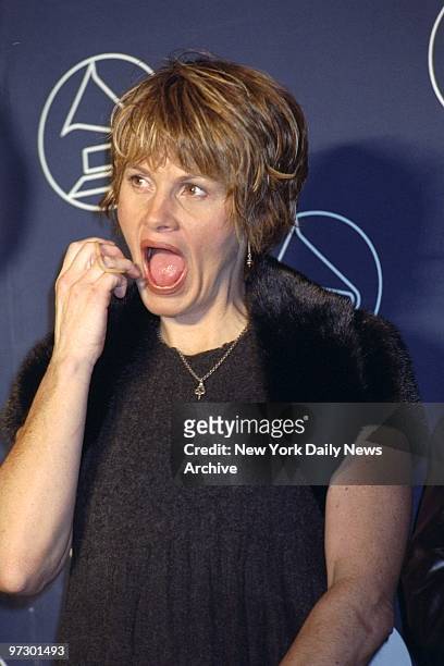 Singer Shawn Colvin is on hand for the 40th annual Grammy Awards nominations at Radio City Music Hall.