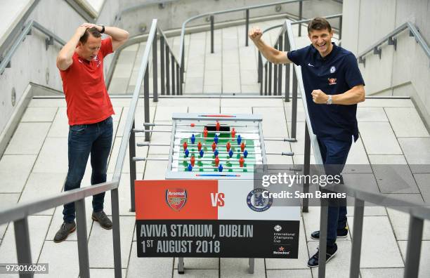 Dublin , Ireland - 13 June 2018; Former Arsenal player Ray Parlour, left, and former Chelsea player Tore Andre Flo in attendance during an...