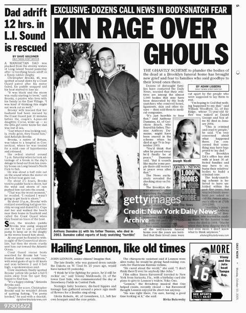 Kin Rage Daily News page 5 dated October 10. 2005, Headline: KIN RAGE OVER ...