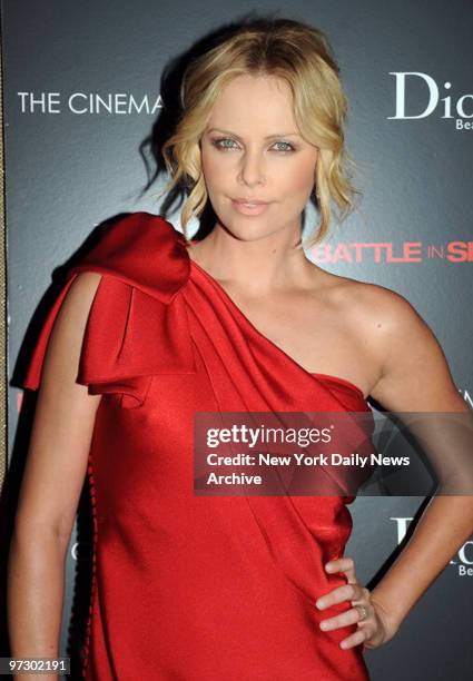 Charlize Theron at the Cinema Society Screening of the movei "BATTLE IN SEATTLE" .. TRIBECA GRAND HOTEL ?