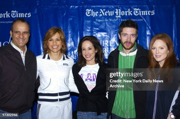 New York Yankees' manager Joe Torre, actress Mariska Hargitay, Lilly Tartikoff, actor Topher Grace and actress Julianne Moore get together in Times...