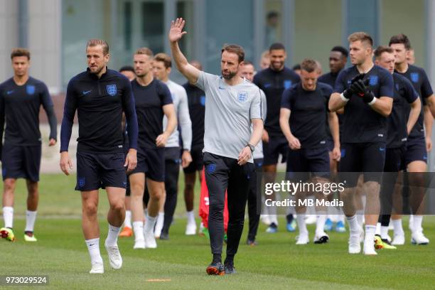 England national team head coach Gareth Southgate greets the public during an England national team training session ahead of the FIFA World Cup 2018...