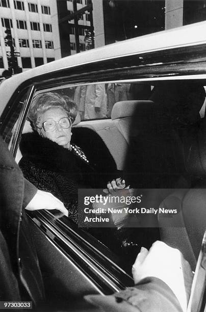 Mary Trump, mother of real estate magnate Donald Trump, arrives in her Rolls Royce for a luncheon with daughter-in-law Ivana.