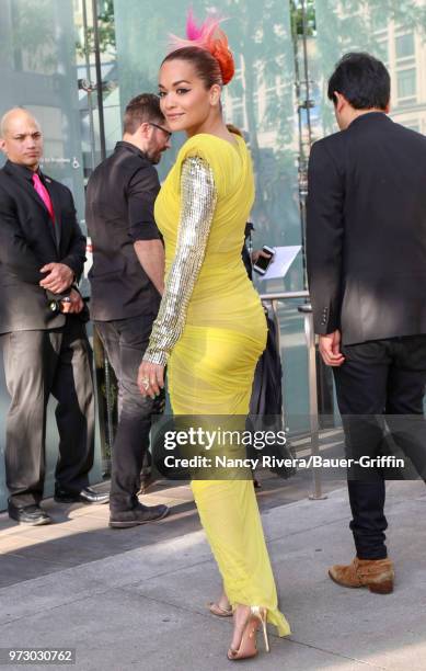 Rita Ora is seen outside 2018 Fragrance Foundation Awards at Alice Tully Hall at Lincoln Center on June 12, 2018 in New York City.