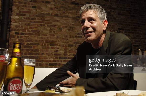 Chef Anthony Bourdain has a drink at Tintol restaurant in Times Square. Bourdain is the star of "Anthony Bourdain: No Reservations," the Travel...