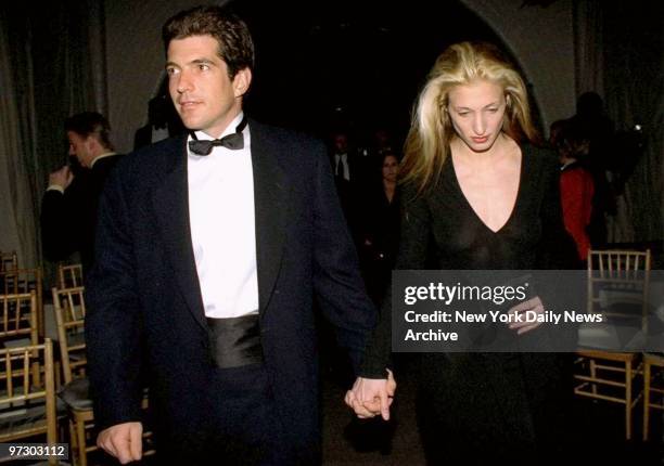 John F. Kennedy Jr. And girlfriend Carolyn Bessette, a Calvin Klein publicist, attending Municipal Art Society of New York Benefit.