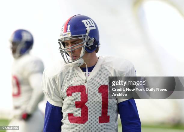 New York Giants' Jason Sehorn is on hand at practice session for Sunday's NFC Championship Game against the Minnesota Vikings.