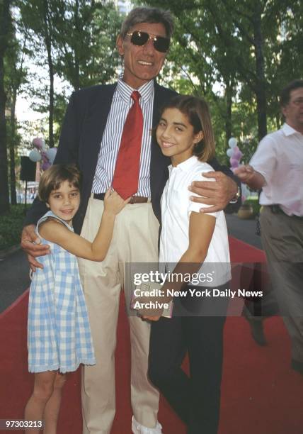 Joe Namath attends world premiere of Disney's "Poohs Grand Adventure, The Search for Christopher Robin" held at the United Nations with his daughters...
