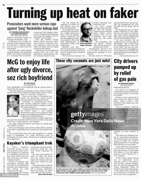 Daily News page 8 dated August 10 Headline: Turning up heat on faker., Clark Rockefeller aka Christian Gerhartsreiter, McG to enjoy life after ugly...