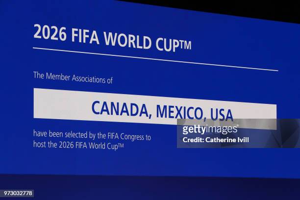 General View of the 68th FIFA Congress after the announcement of the host for the 2026 FIFA World Cup went to United 2026 bid at Moscow's Expocentre...