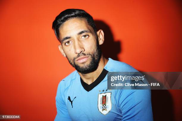 Jonathan Urretaviscaya of Uruguay poses during the official FIFA World Cup 2018 portrait session at the Borsky Sports Centre on June 12, 2018 in...