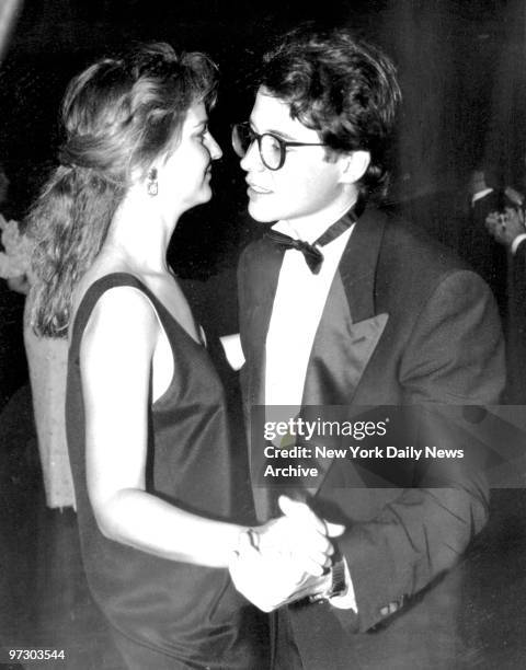 Matthew Broderick and girlfriend Helen Hunt exchanged fond glances while dancing during the Tony Awards party at the Hilton Hotel.