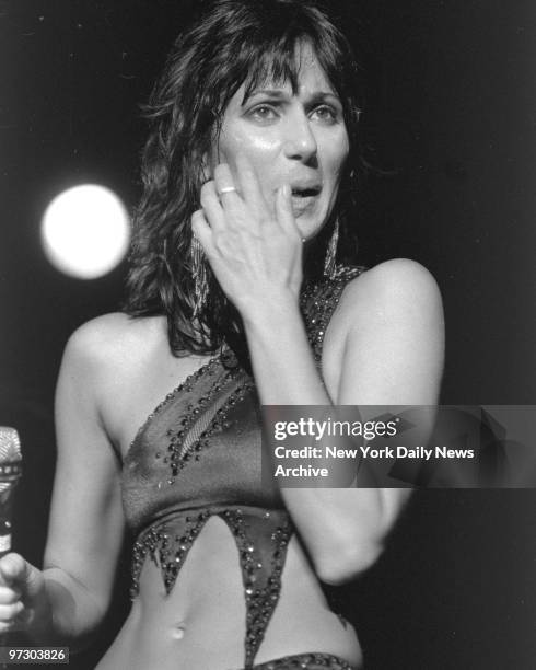 Cher in concert at Garden State Art Center in New Jersey. Cher and her new rock group, Black Rose, made their local debut.