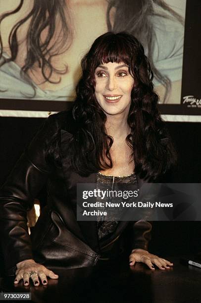 Cher signing her book "The First Time" and CD "Believe" at Barnes and Noble.