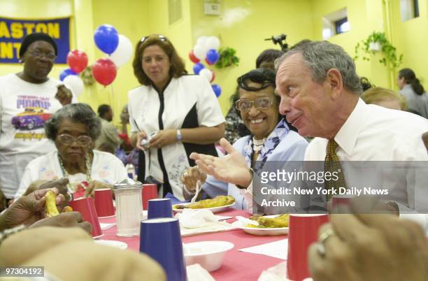 Mayor Michael Bloomberg has lunch at the Rosetta Gaston Senior Center on Dumont Ave. In East New York, Brooklyn, where he announced the new...