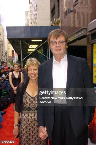 Garrison Keillor and his wife, Jenny Lind Nilsson, arrive at the DGA Theater for the New York premiere of the movie "A Prairie Home Companion." He...