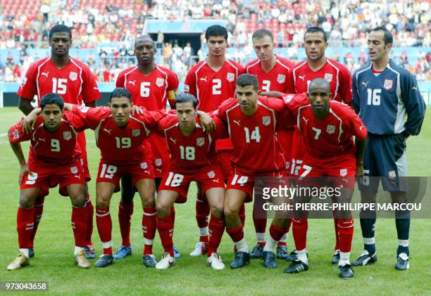 Tunisian team pose prior to the Confederations cup football match Argentina vs Tunisia, 15 June 2005 at the RheinEnergie stadium in Cologne. Defender...