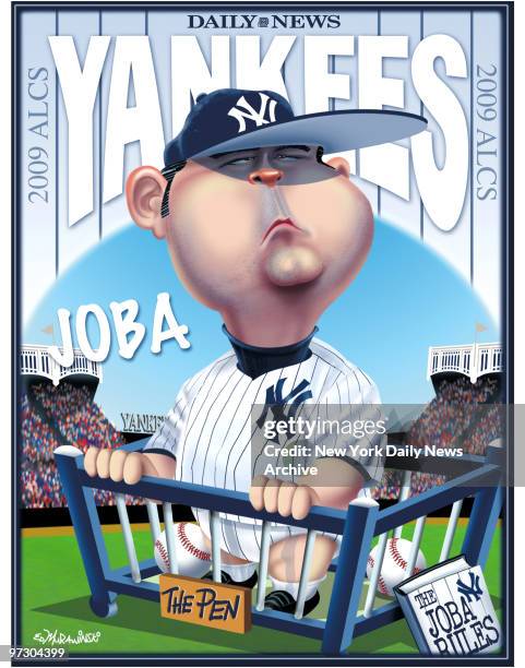 Daily News Yankees 2009 ALCS 2009 Poster , Joba Chamberlain, Cartoon by Daily News Artist Ed Murawinski