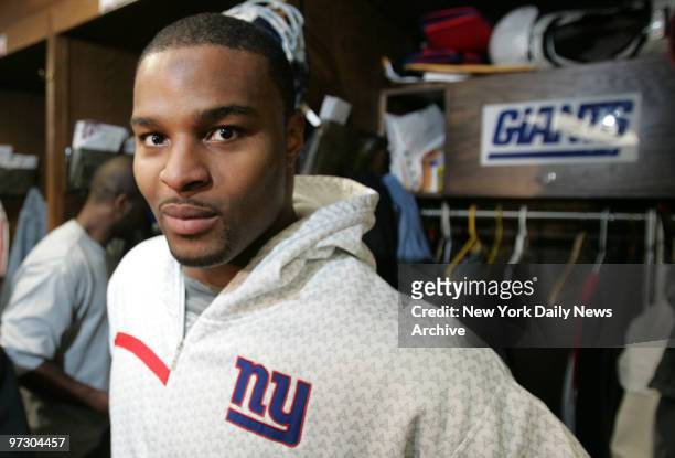 New York Giants press conference and practice. New York Giants defensive end Osi Umenyiora,