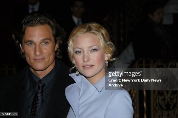 Matthew McConaughey and Kate Hudson are on hand at a screening of the movie "How to Lose a Guy in 10 Days" at the Ziegfeld Theater. They star in the...