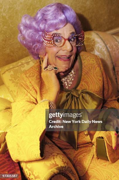 Dame Edna Everage at the Music Box, where she stars in "Dame Edna: Back With a Vengeance!" Now in previews, the show opens Nov. 21.