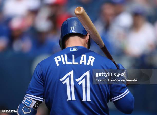 Kevin Pillar of the Toronto Blue Jays during his at bat in the seventh inning during MLB game action against the Baltimore Orioles at Rogers Centre...