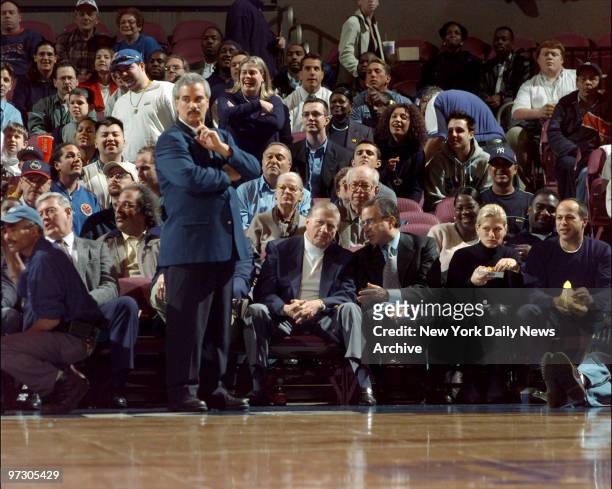 New York Yankees' owner George Steinbrenner watches preseason game between the New York Knicks and New Jersey Nets at Madison Square Garden.