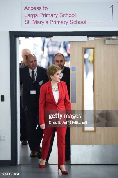 First Minister Nicola Sturgeon opens the new Largs Campus school building on June 13, 2018 in Largs,Scotland. The new Largs Campus, which has been...