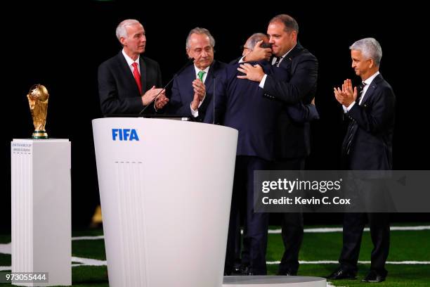 The United 2026 bid officials: Left-Right Steve Reed president of the Canadian Soccer Association, president of the Mexican Football Association...