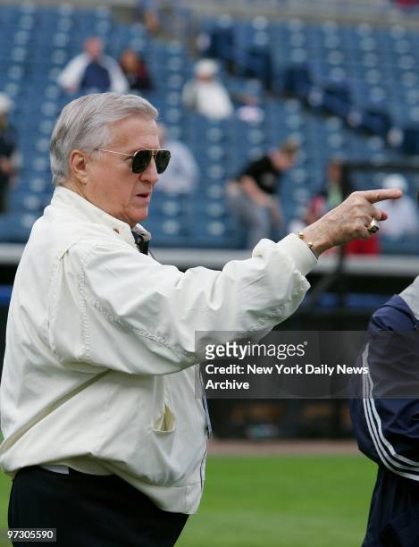 New York Yankees' owner George Steinbrenner is on hand to watch a full squad workout at Legends Field, the Yanks' spring training facility in Tampa,...