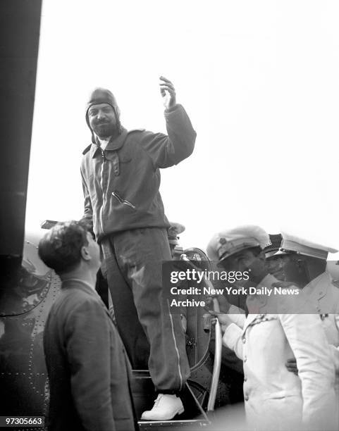 Gen. Italo Balbo dogged out in his flying suit for the trip to Washington.