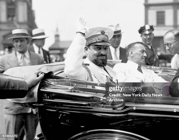Gen. Italo Balbo waves to the crowd at Ticker Tape Parade.,